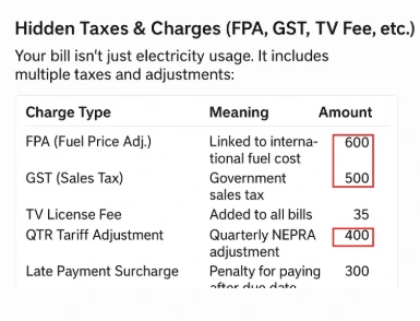 Lesco bill hidden taxes and charges